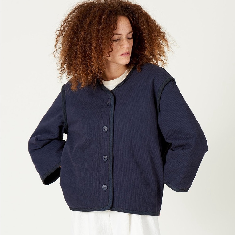 7115 by Szeki Spring Quilted Nacket Navy XS